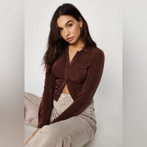 Garage Daphne Long Sleeve Ruched Blouse